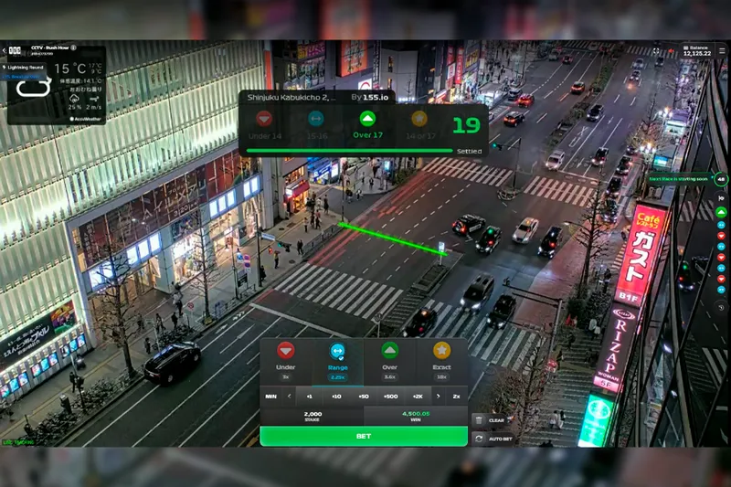 CCTV game demo board with a live feed and betting markets